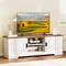 Farmhouse TV Stand for TVs up to 65 Inch with Sliding Doors and Storage Cabinets-White